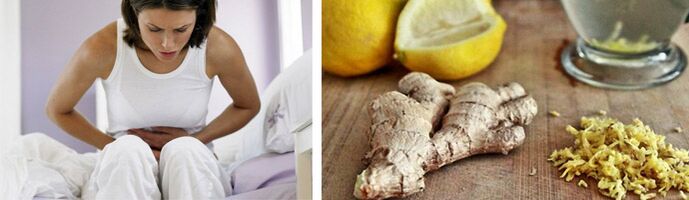 abdominal pain with parasites and ginger with lemon to remove them